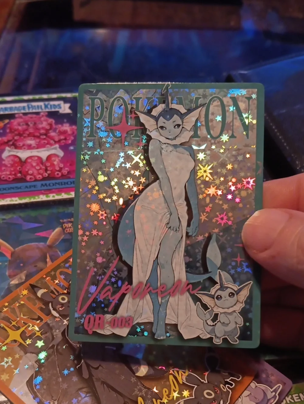 Pokemon Vaporeon Holographic Star-Foil Card - Blue